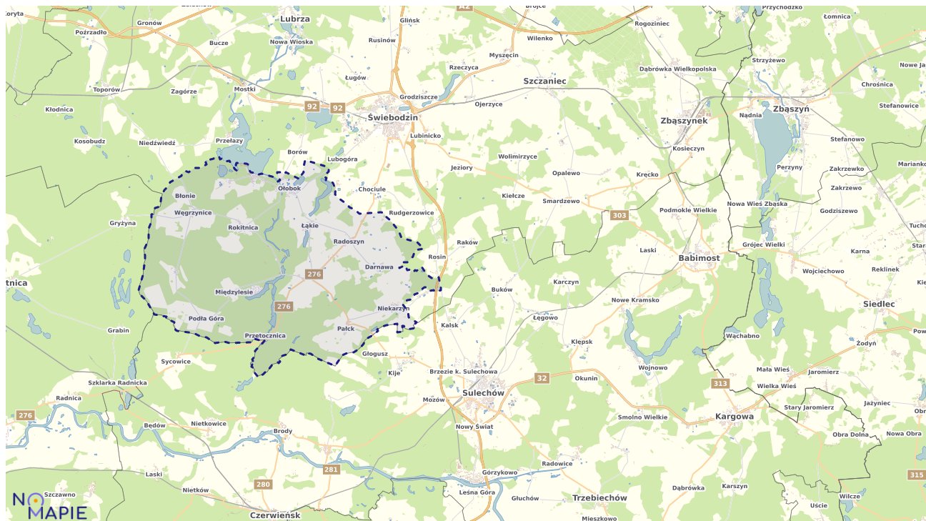 Mapa obszarów ochrony przyrody Skąpego